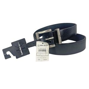 NWT CALVIN KLEIN Belt Vintage 90s Black Genuine Textured Leather Sz. L #B1281